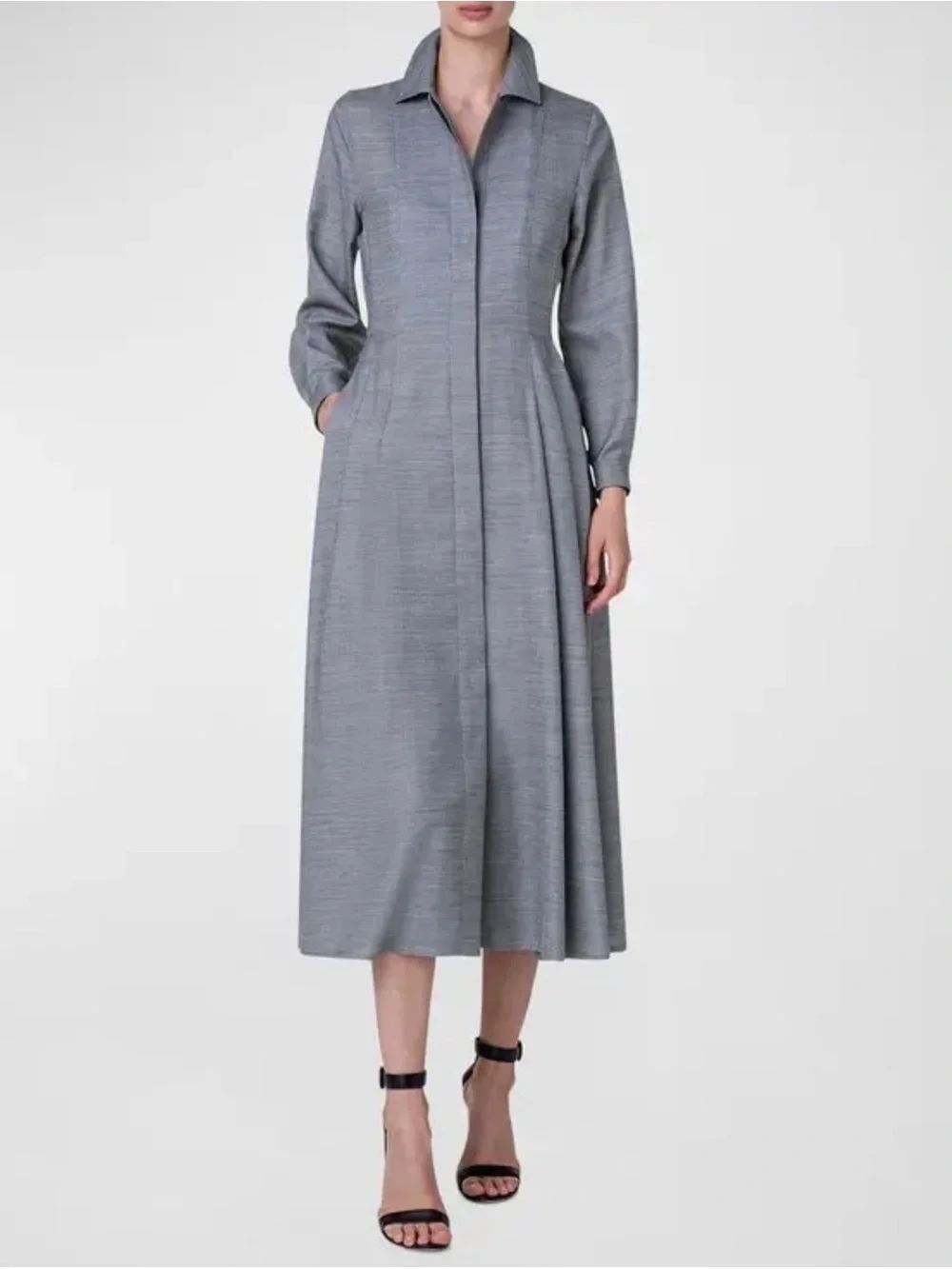 Akris Long Sleeve Wool Shirt Dress size 8